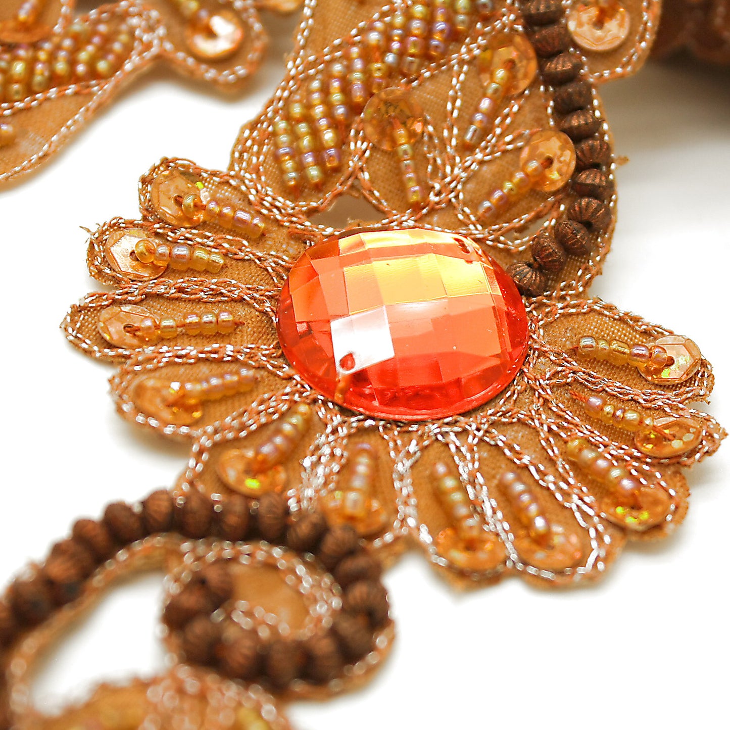 ORANGE FLOAL RHINESTONE TRIM - sarahi.NYC