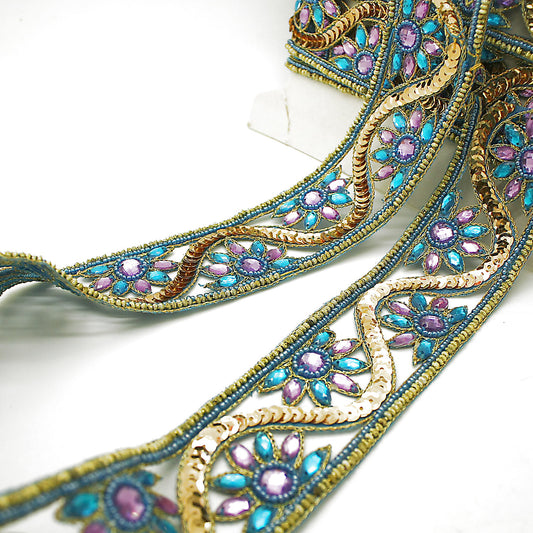 PINK BLUE RHINESTONE TRIM - sarahi.NYC