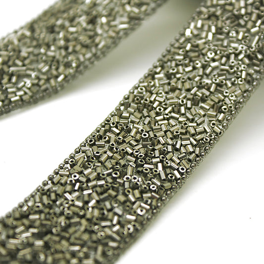 GUNMETAL HOTFIX BEADED TRIM - sarahi.NYC