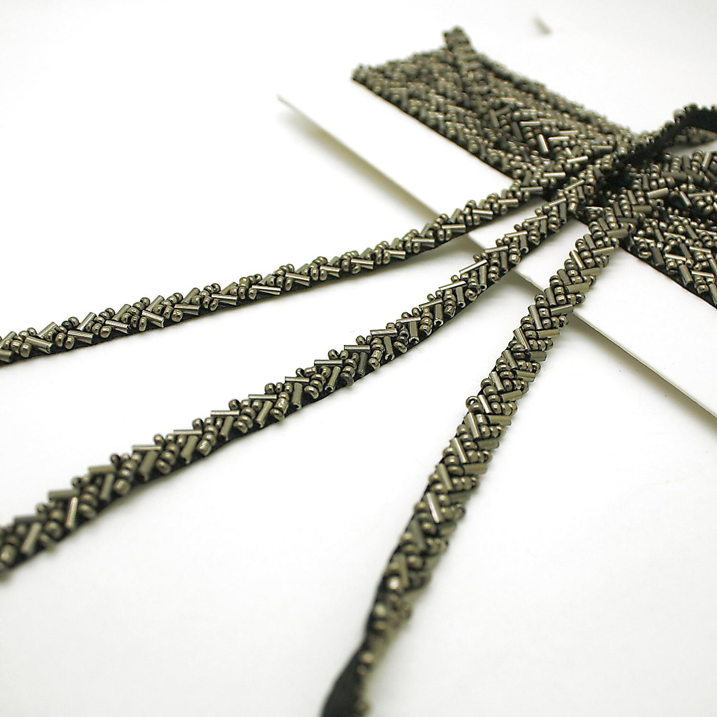 GUNMETAL GRAY THIN BEADED TRIM - sarahi.NYC