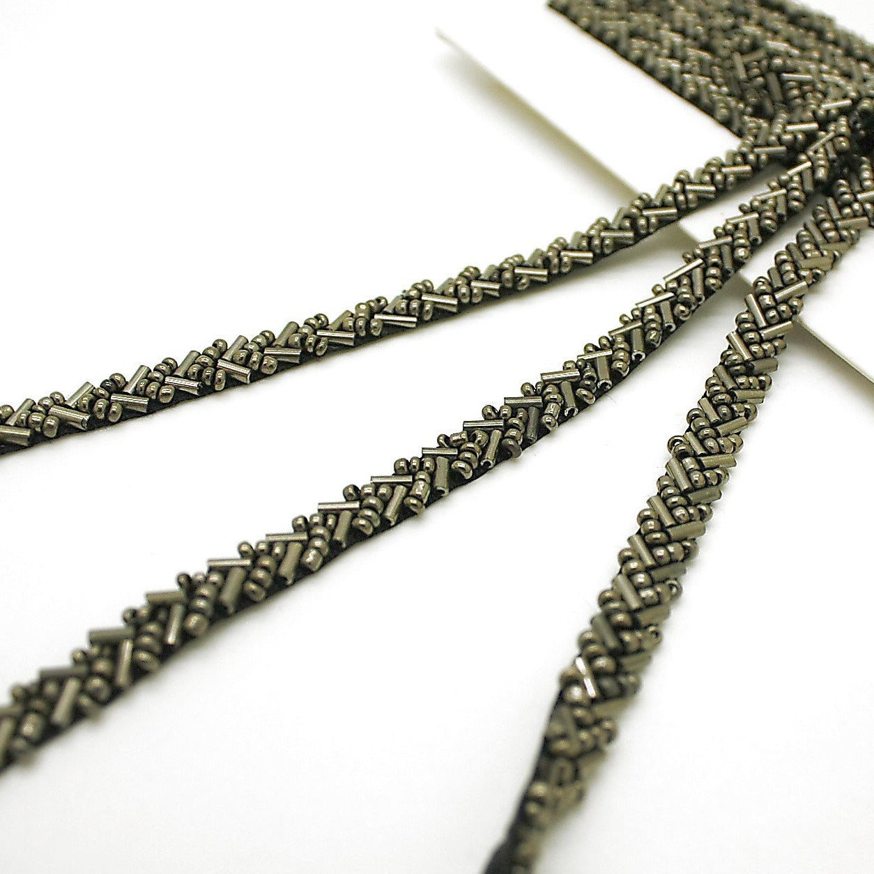 GUNMETAL GRAY THIN BEADED TRIM - sarahi.NYC