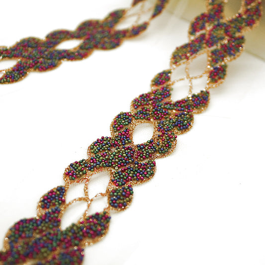 MULTI COLOR BEADED NET TRIM - sarahi.NYC