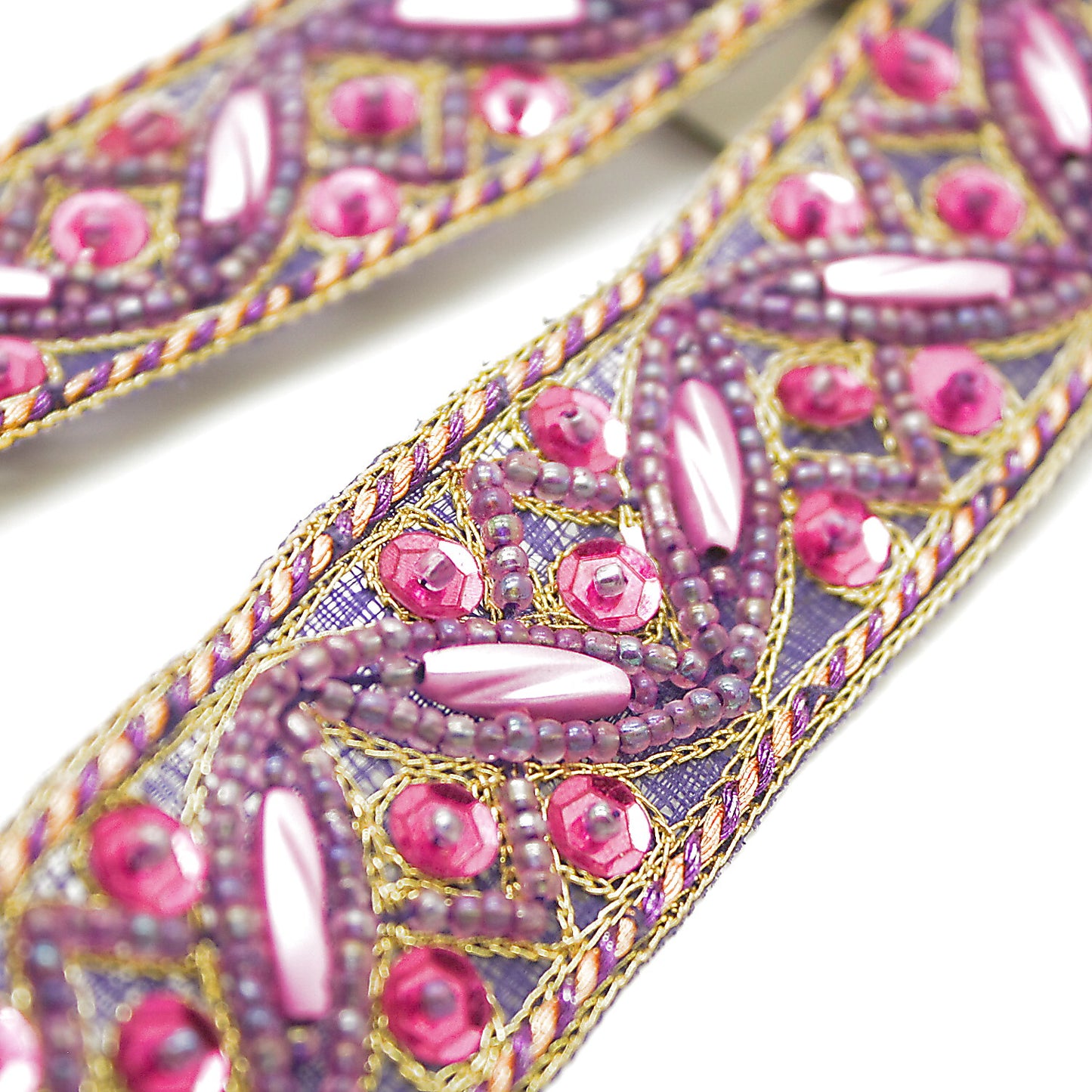 PURPLE PINK  SEQUIN BEADED TRIM - sarahi.NYC