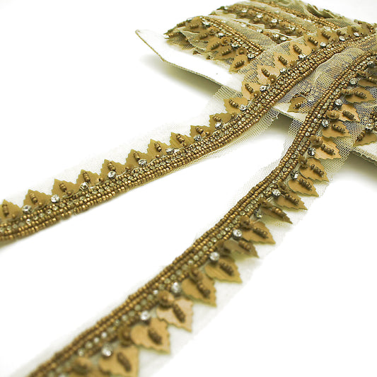 GOLD LEAF BEADED EDGING TRIM - sarahi.NYC