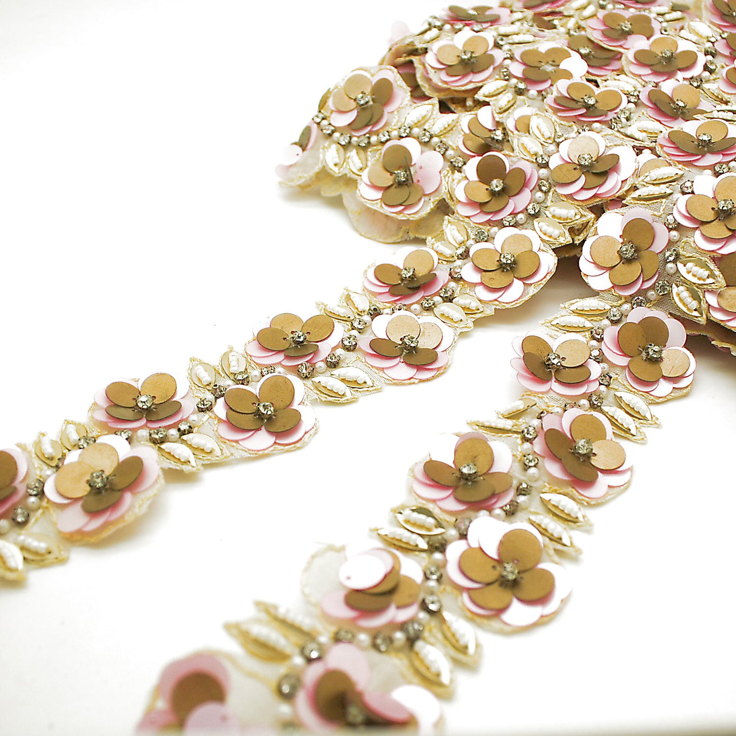 PINK GOLD SEQUIN FLOWER TRIM - sarahi.NYC