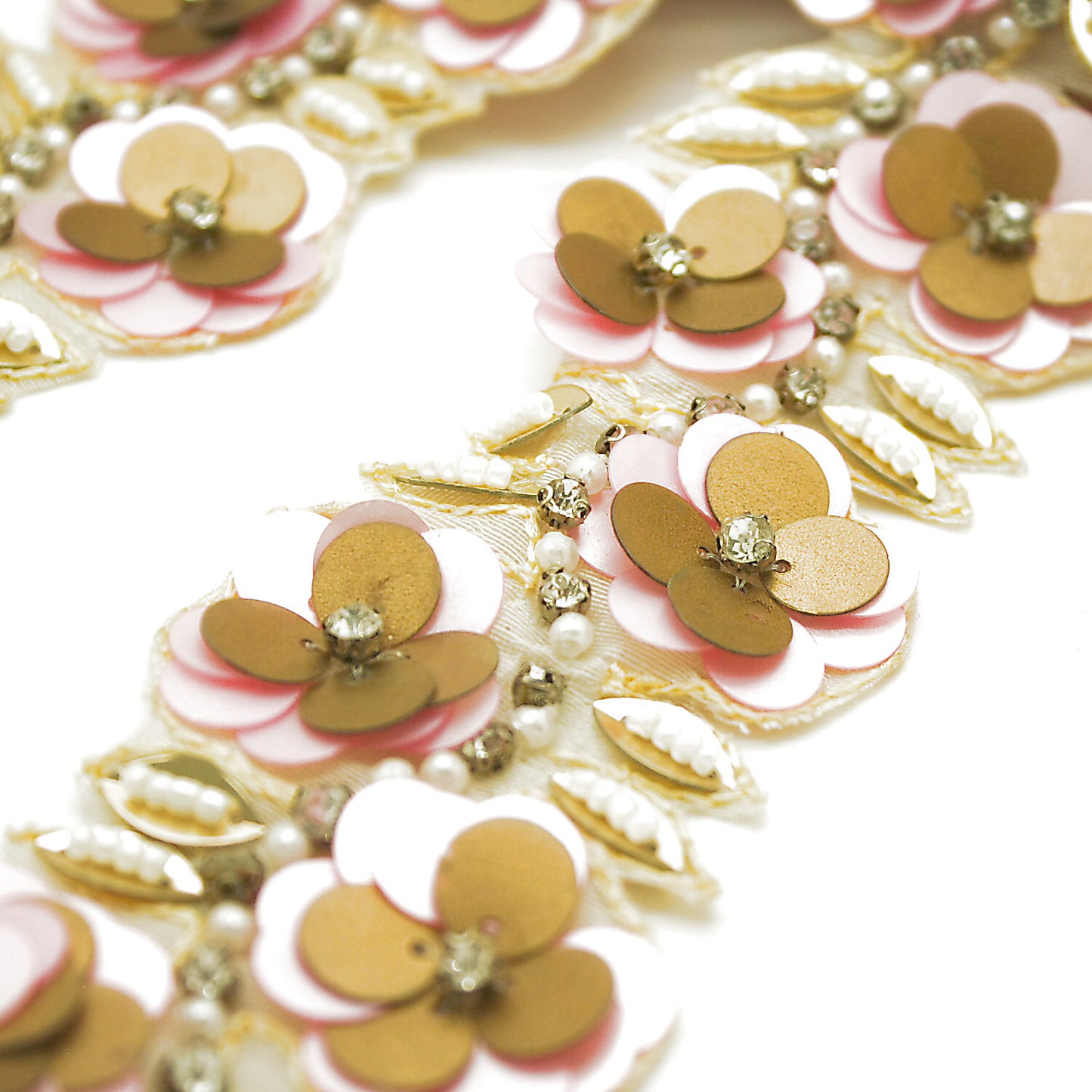 PINK GOLD SEQUIN FLOWER TRIM - sarahi.NYC