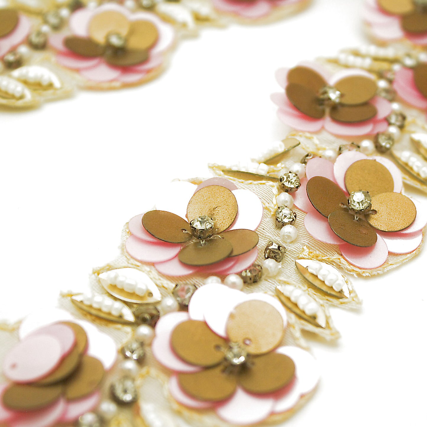 PINK GOLD SEQUIN FLOWER TRIM - sarahi.NYC