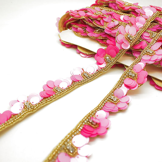 PINK SEQUIN FLOWER TRIM - sarahi.NYC