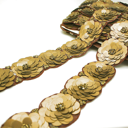 BRONZE FLOWER  SEQUIN TRIM - sarahi.NYC