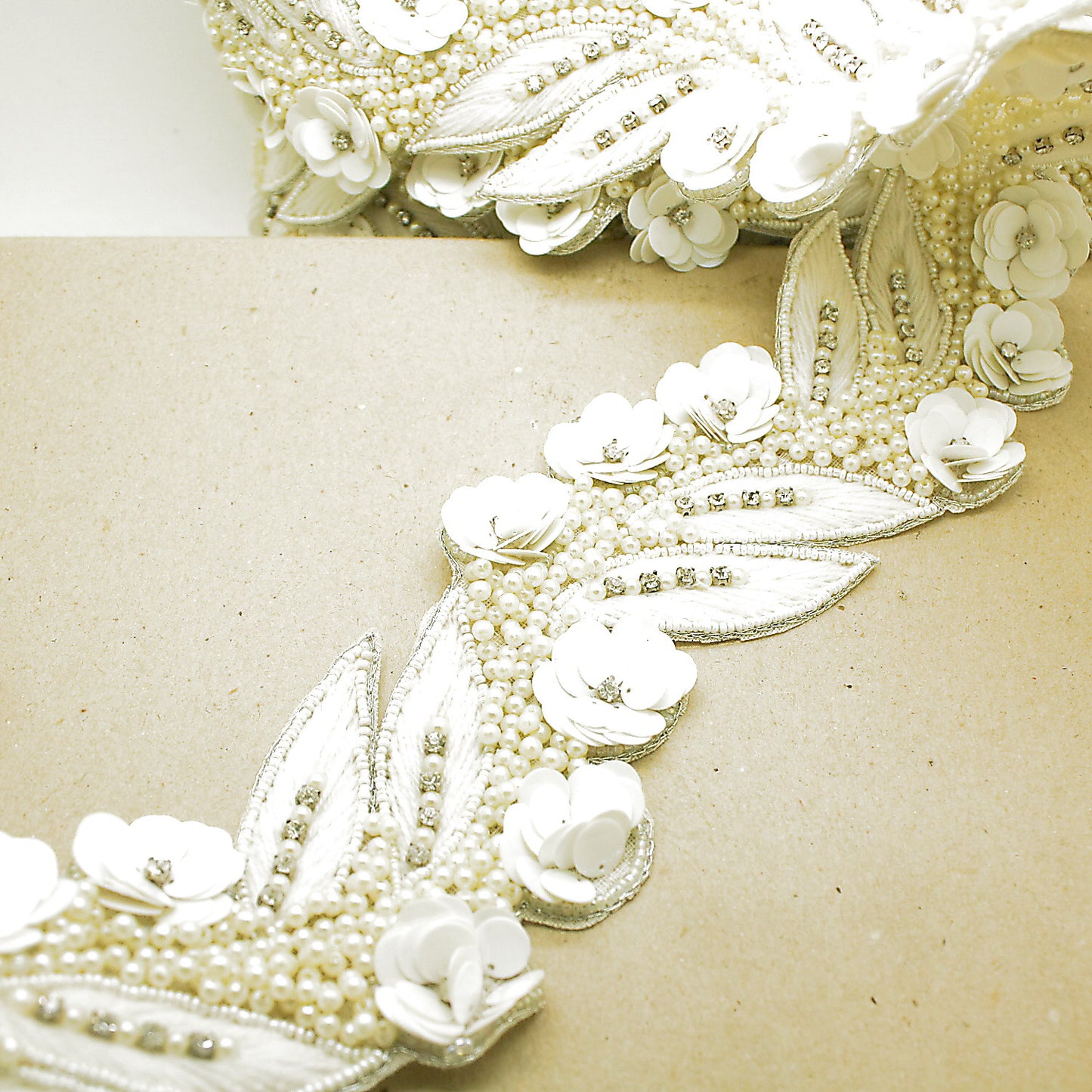 CREAM PEARL SEQUIN FLOWER TRIM - sarahi.NYC