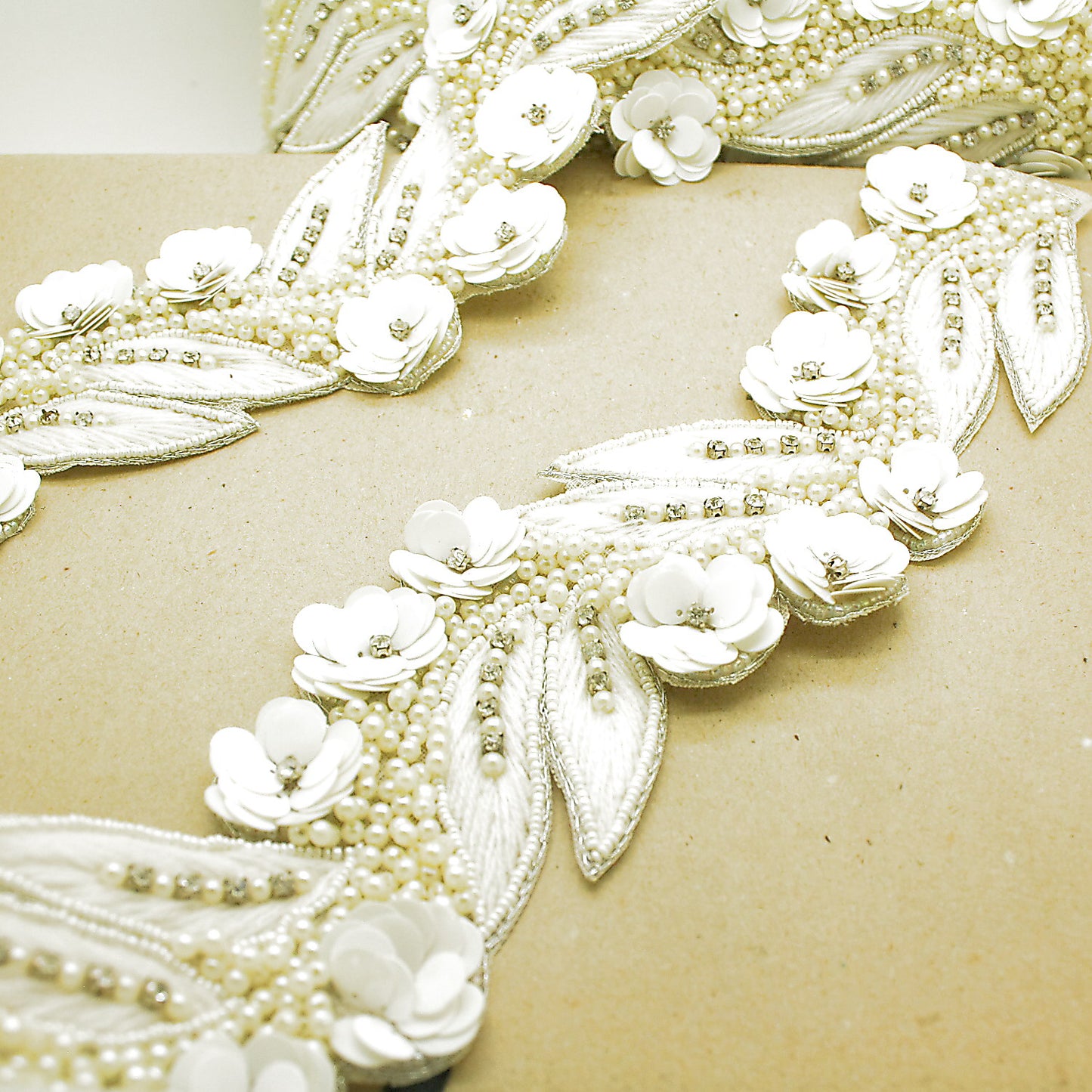 CREAM PEARL SEQUIN FLOWER TRIM - sarahi.NYC