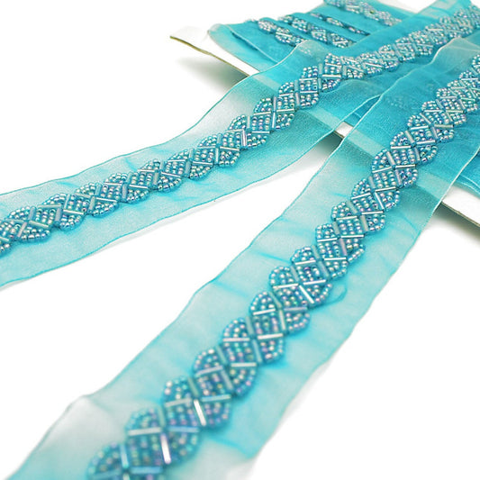 TURQUOISE BEADED TRIM - sarahi.NYC