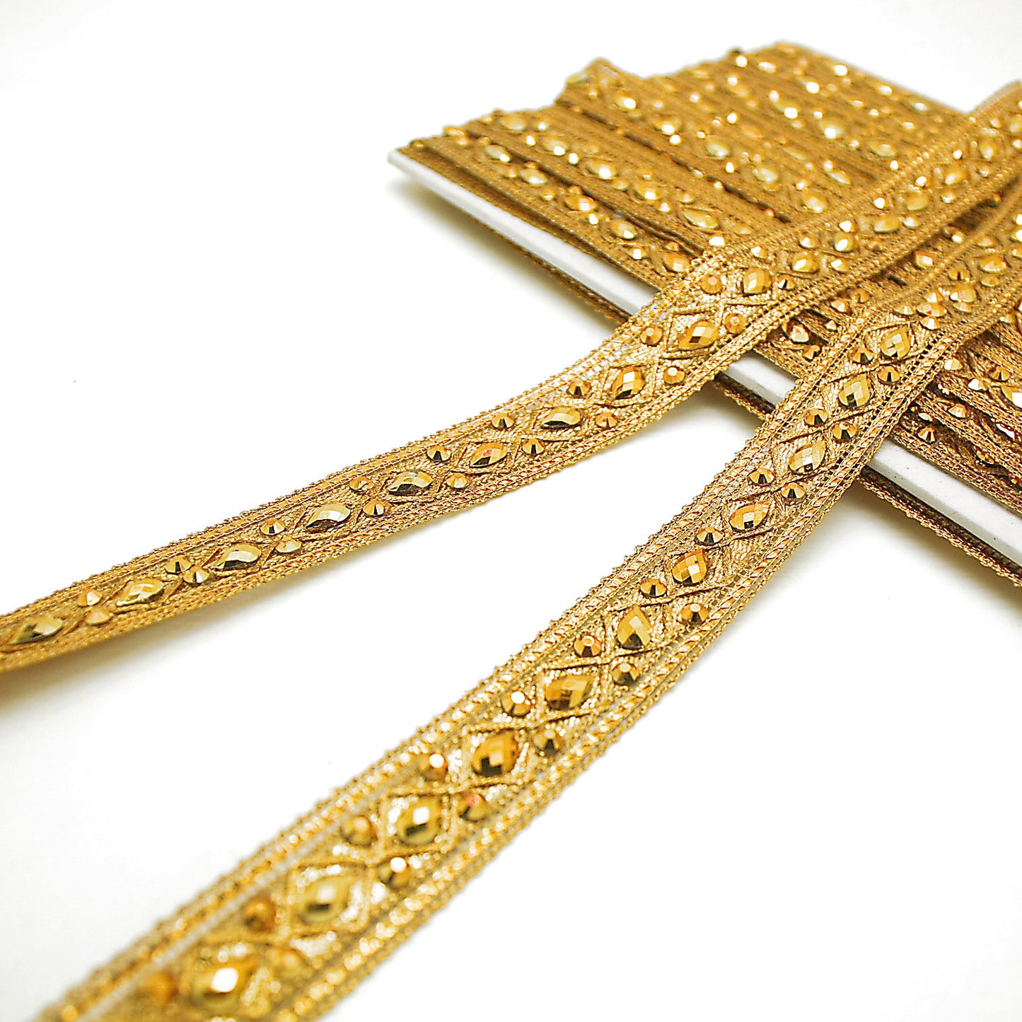 GOLD RHINESTONE RIBBON TRIM - sarahi.NYC