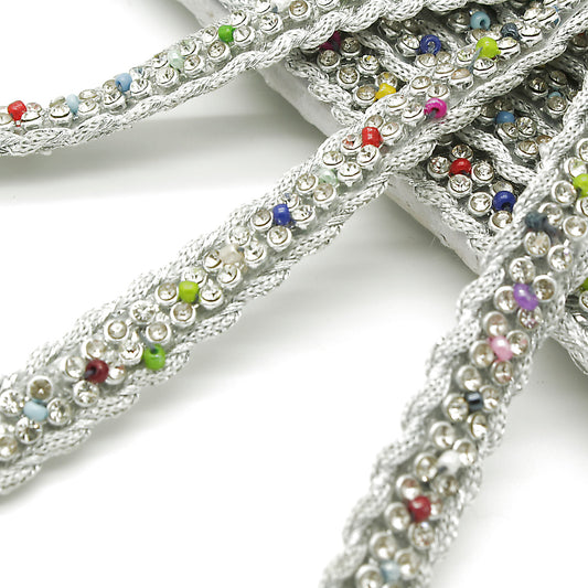 SILVER MULTI-COLOUR CRYSTAL TRIM - sarahi.NYC