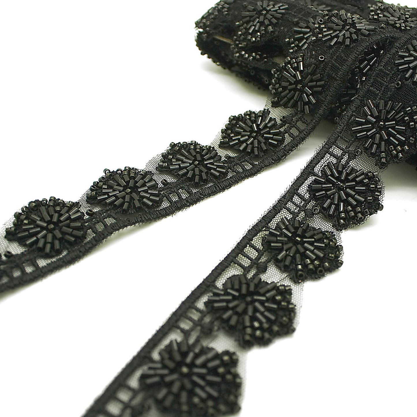 BLACK BEADED LACE TRIM - sarahi.NYC