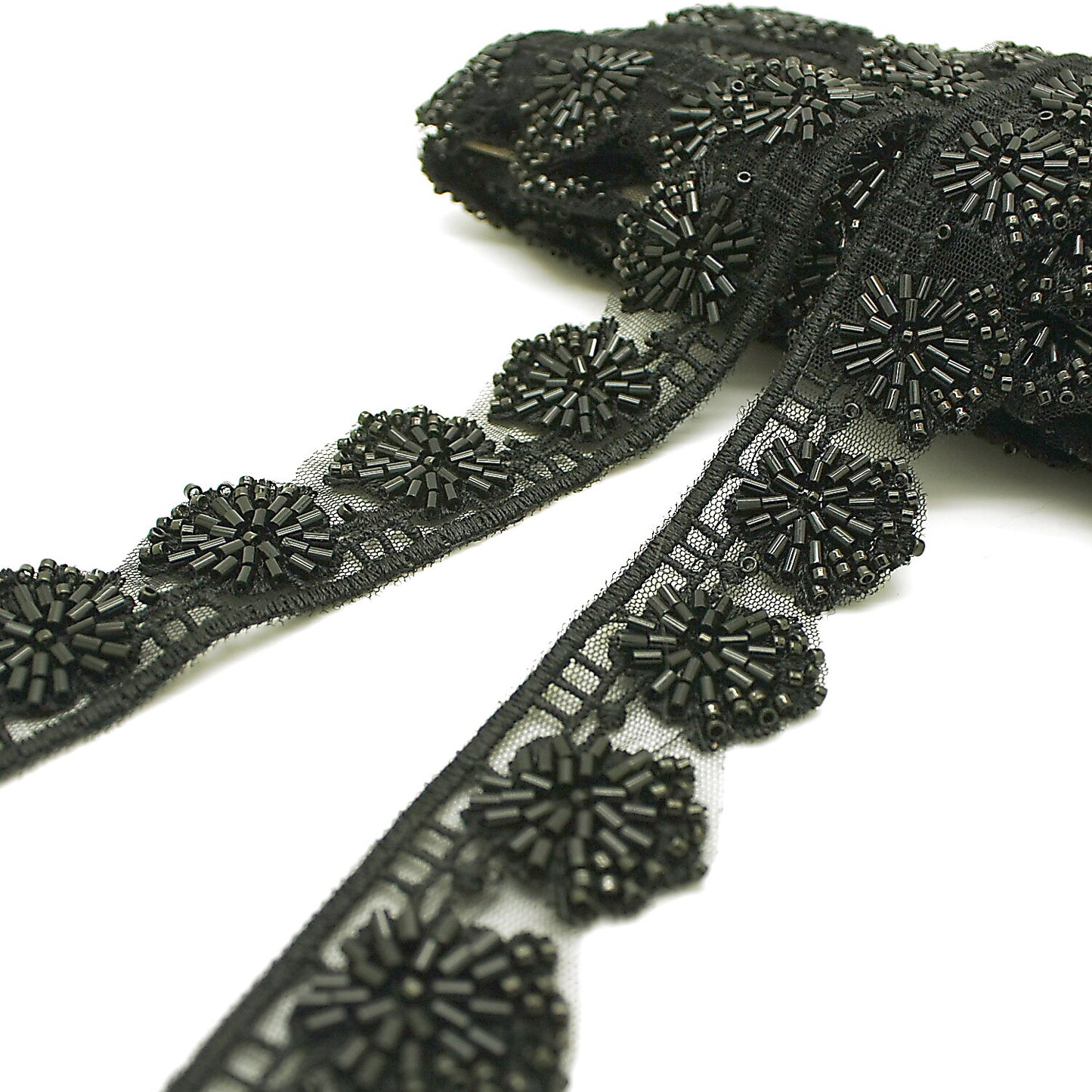 BLACK BEADED LACE TRIM - sarahi.NYC