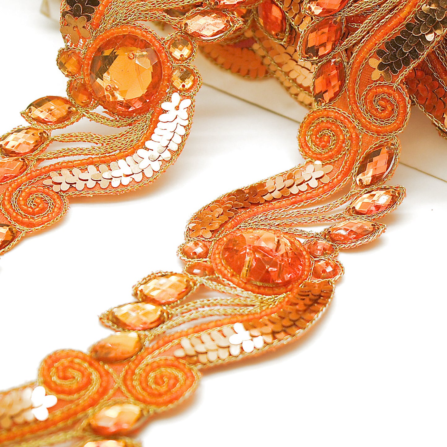 ORANGE SEQUIN RHINESTONE TRIM - sarahi.NYC