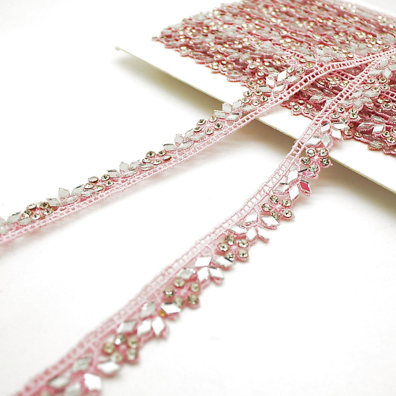 LIGHT PINK MIRROR LACE TRIM - sarahi.NYC