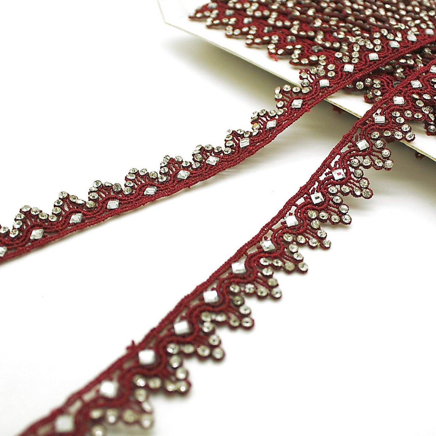 MAROON STONE LACE TRIM - sarahi.NYC