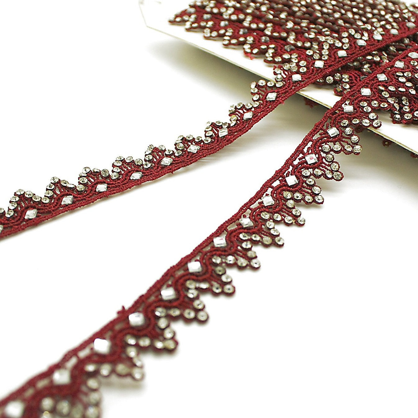 MAROON STONE LACE TRIM - sarahi.NYC