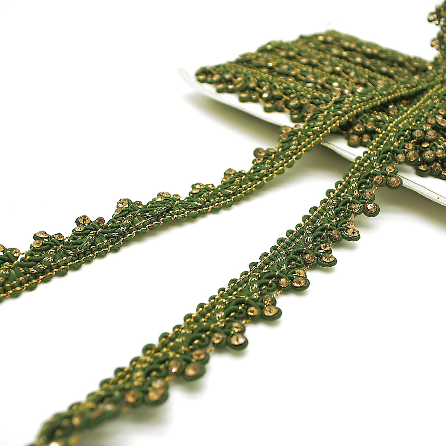 DARK GREEN STONE LACE TRIM - sarahi.NYC