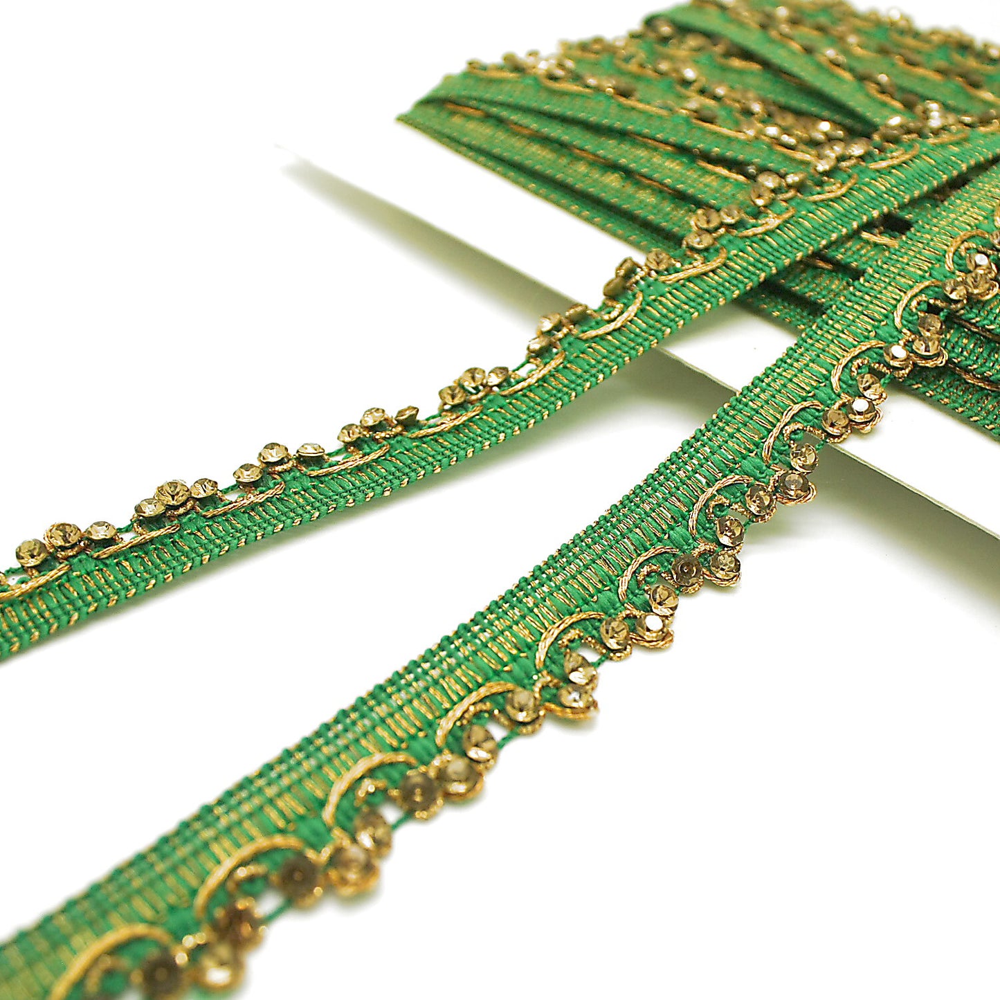 GREEN STONE LACE TRIM - sarahi.NYC