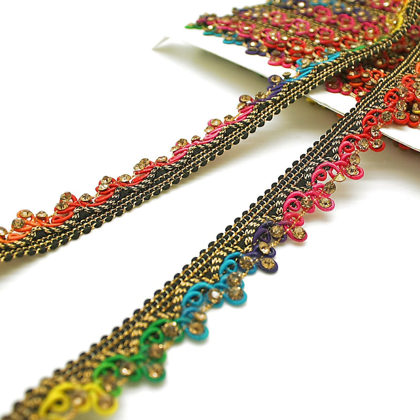 MULTICOLOR STONE LACE TRIM - sarahi.NYC