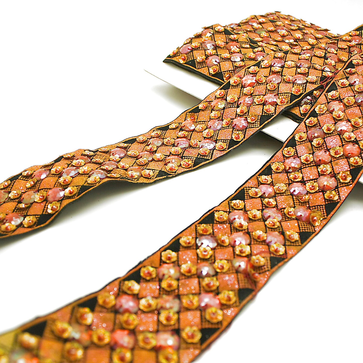 ORANGE RHINESTONE RIBBON TRIM - sarahi.NYC