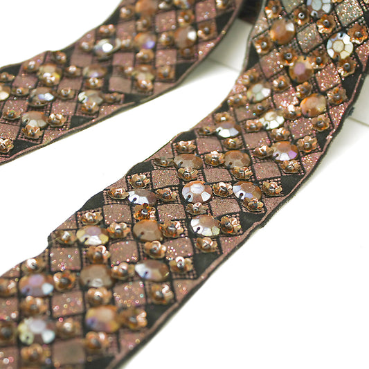 BROWN RHINESTONE RIBBON TRIM - sarahi.NYC