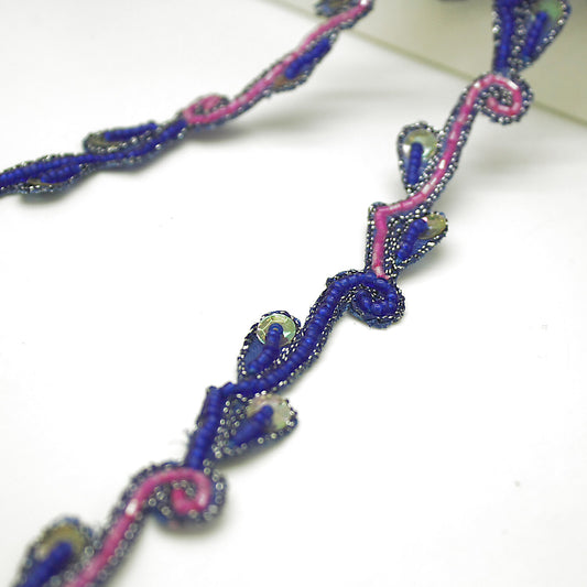 BLUE PINK BEADED TRIM - sarahi.NYC