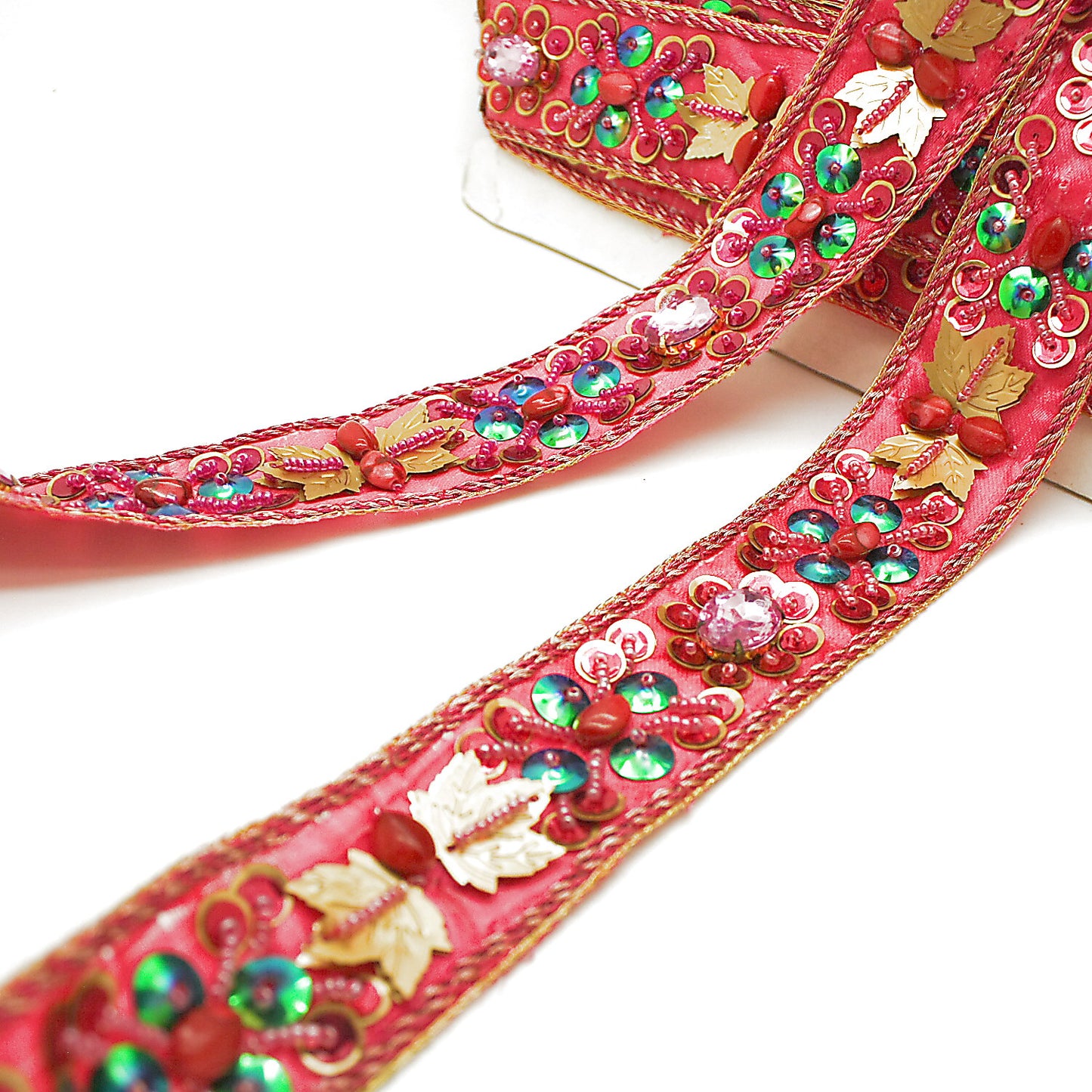 PINK FLORAL RHINESTONE TRIM - sarahi.NYC