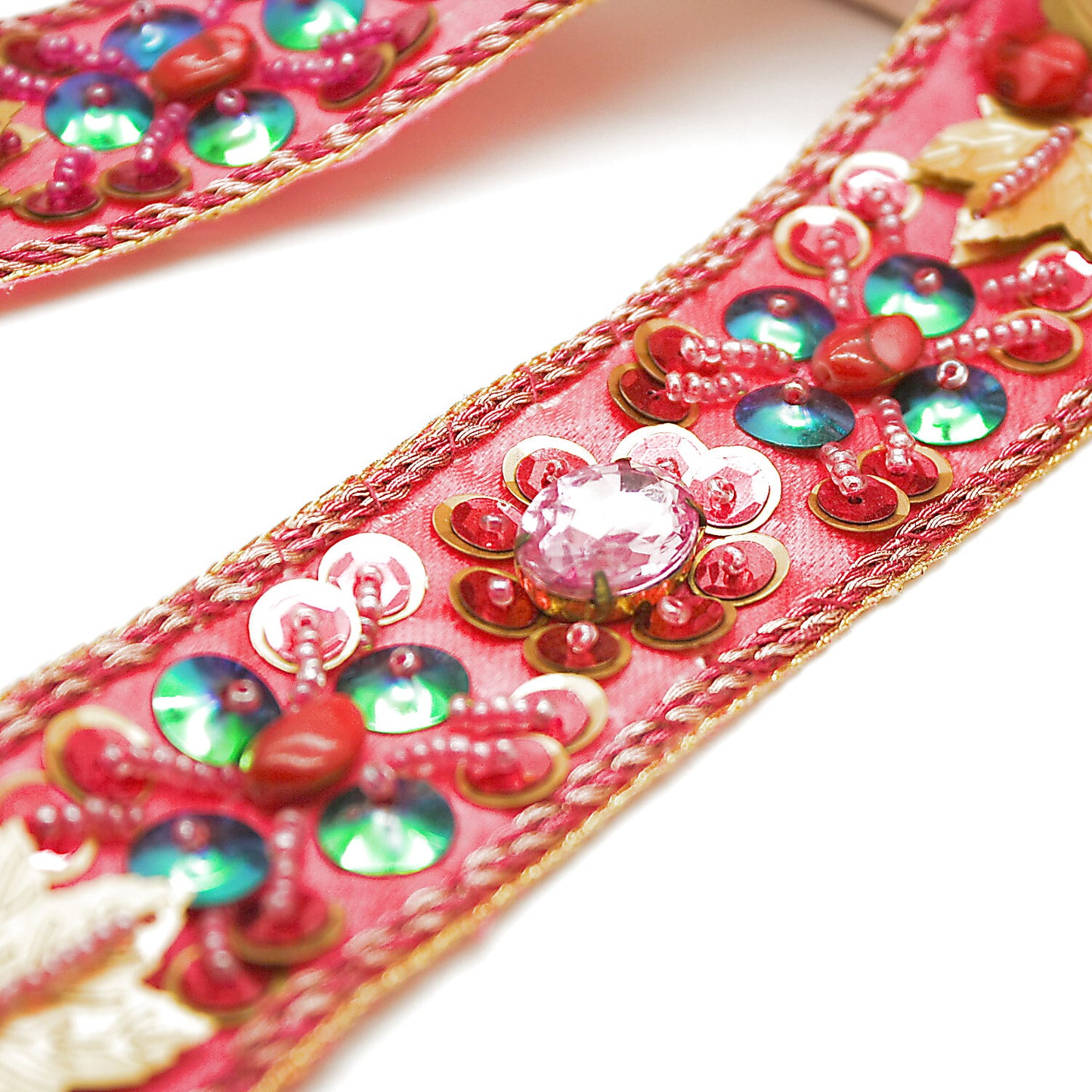 PINK FLORAL RHINESTONE TRIM - sarahi.NYC