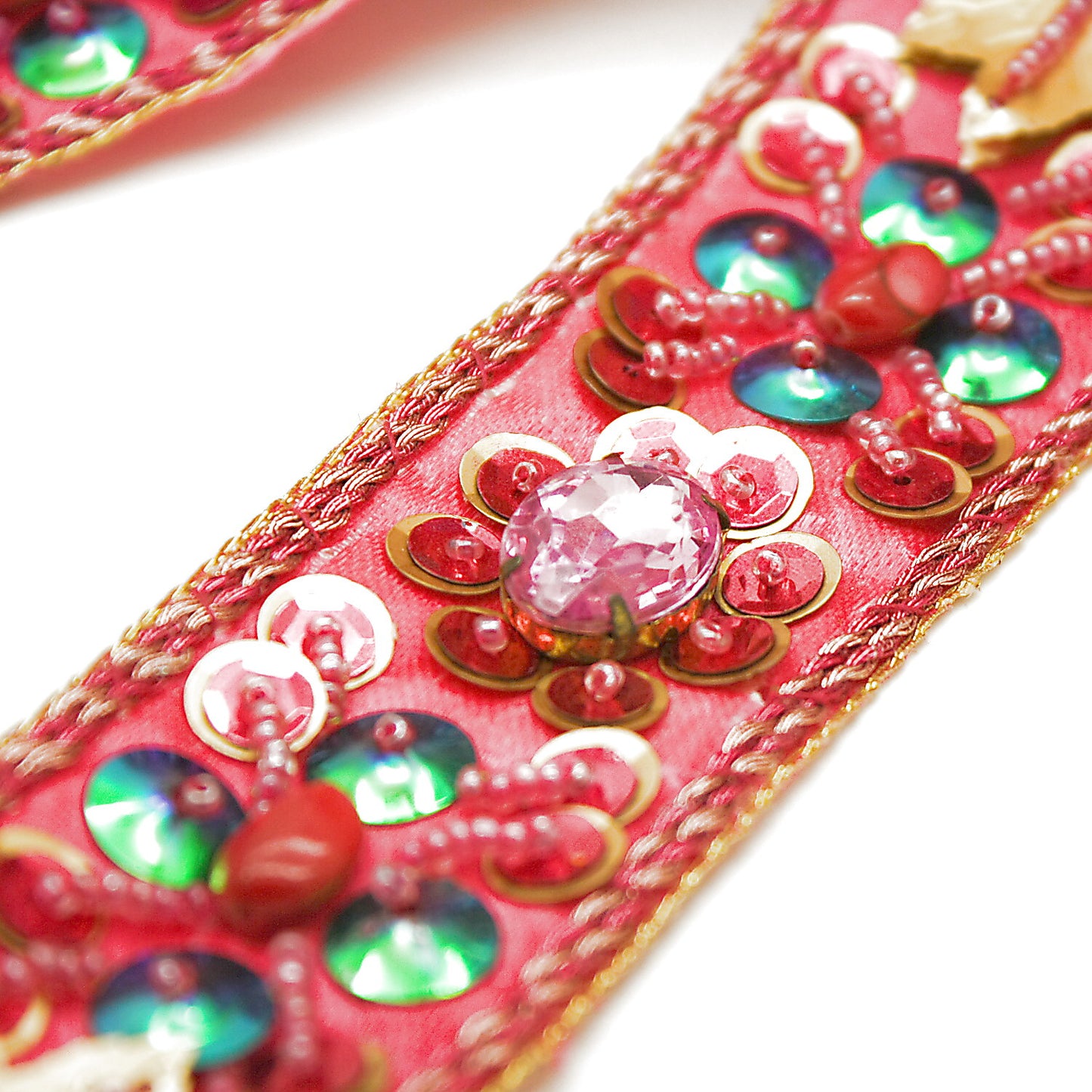 PINK FLORAL RHINESTONE TRIM - sarahi.NYC