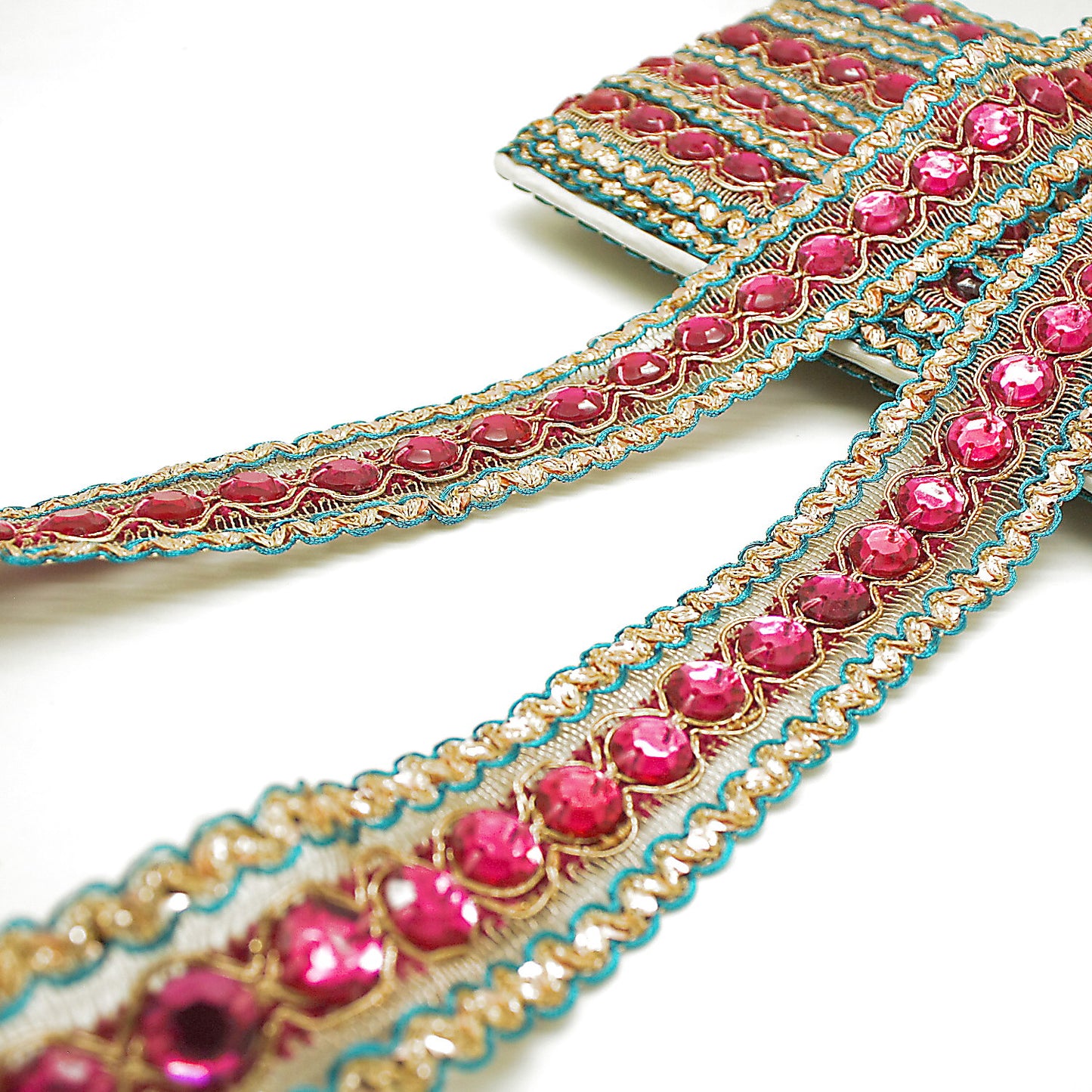 PINK TURQUOISE  RHINESTONE TRIM - sarahi.NYC