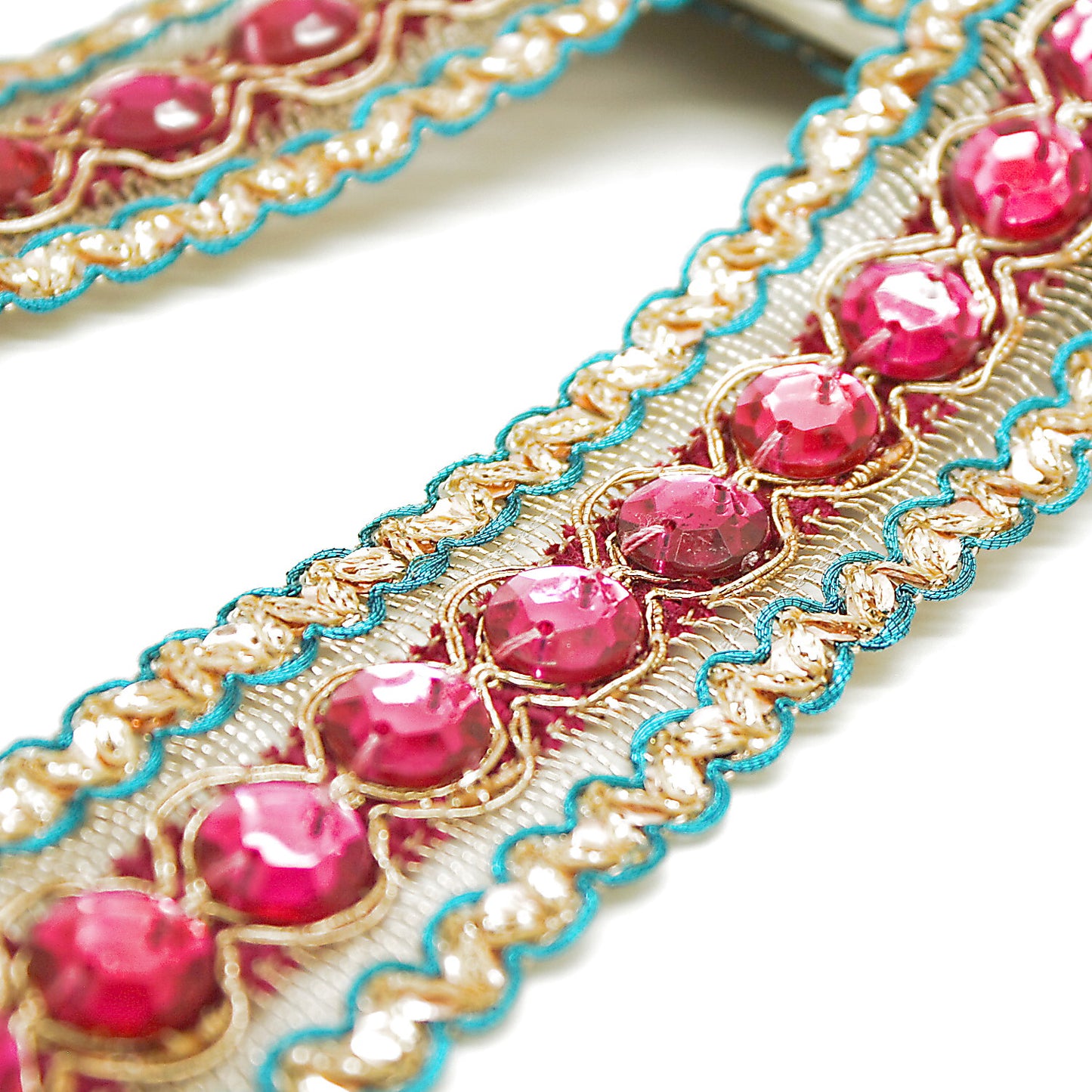 PINK TURQUOISE  RHINESTONE TRIM - sarahi.NYC