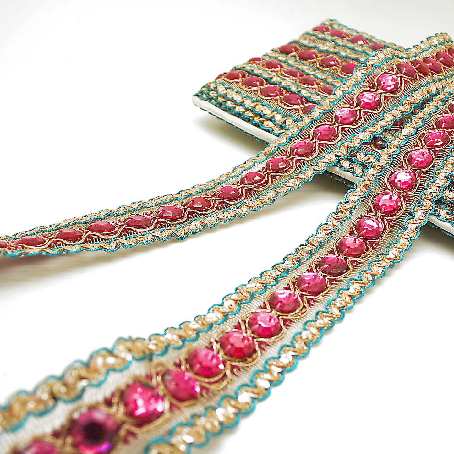 PINK TURQUOISE  RHINESTONE TRIM - sarahi.NYC