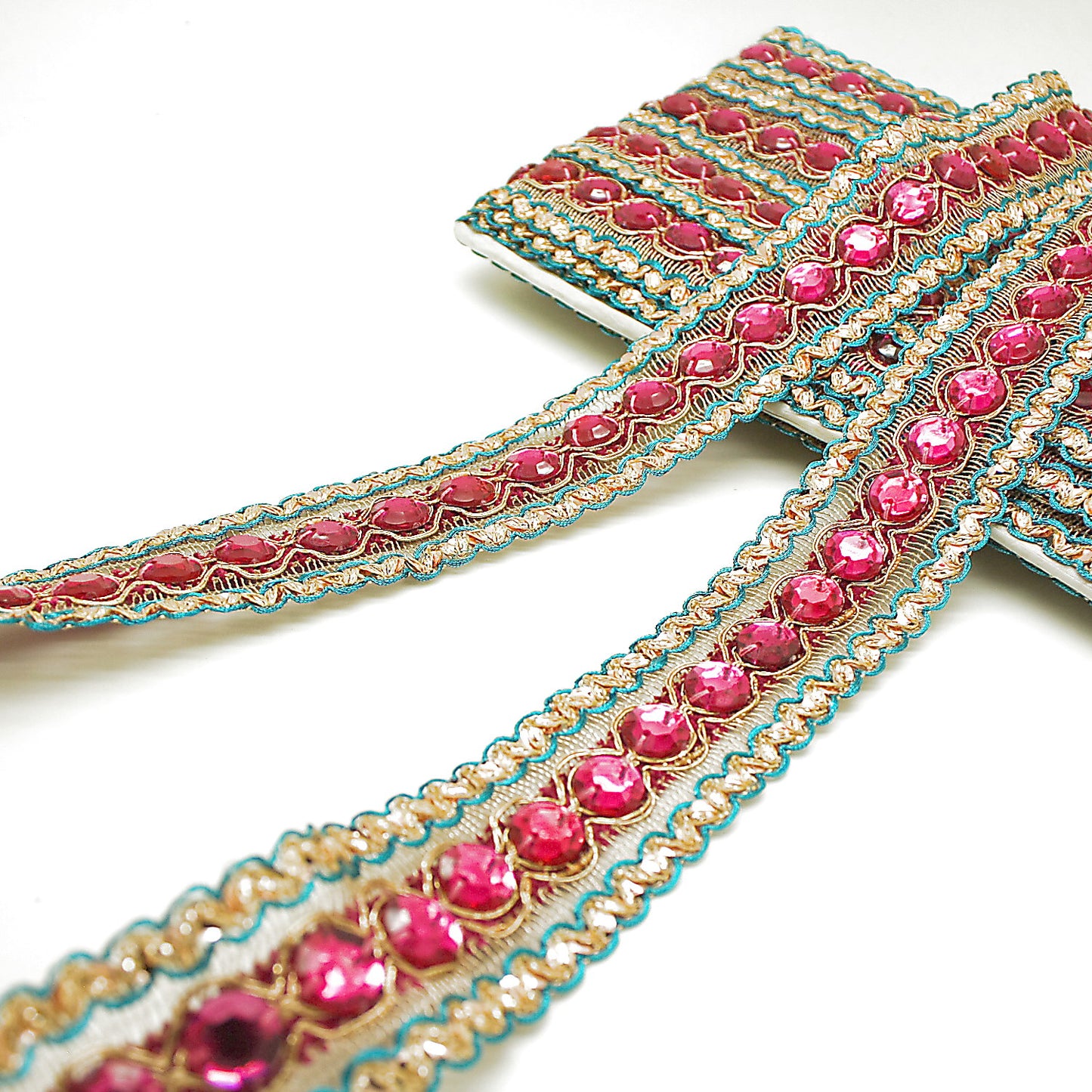 PINK TURQUOISE  RHINESTONE TRIM - sarahi.NYC