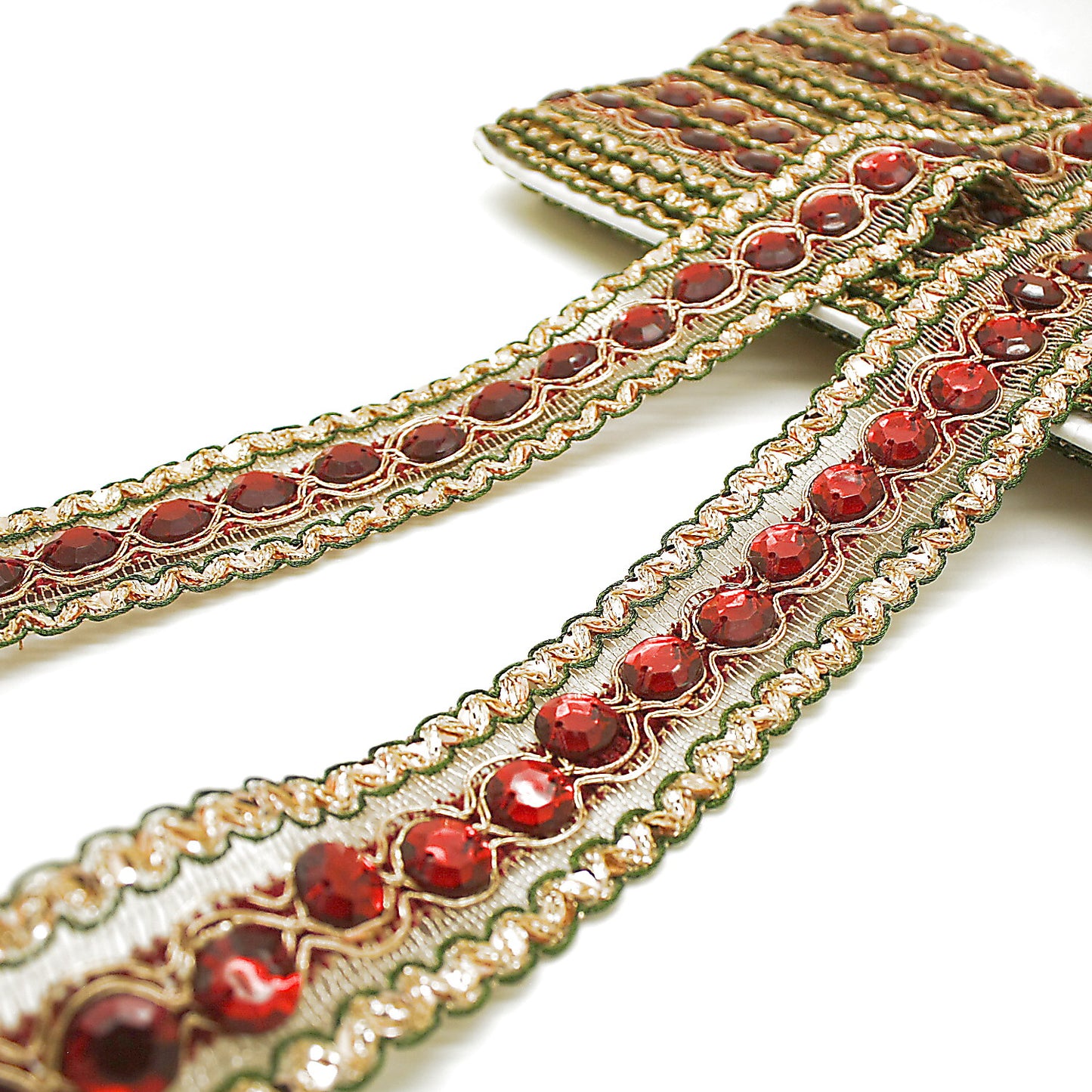 MAROON GREEN  RHINESTONE TRIM - sarahi.NYC