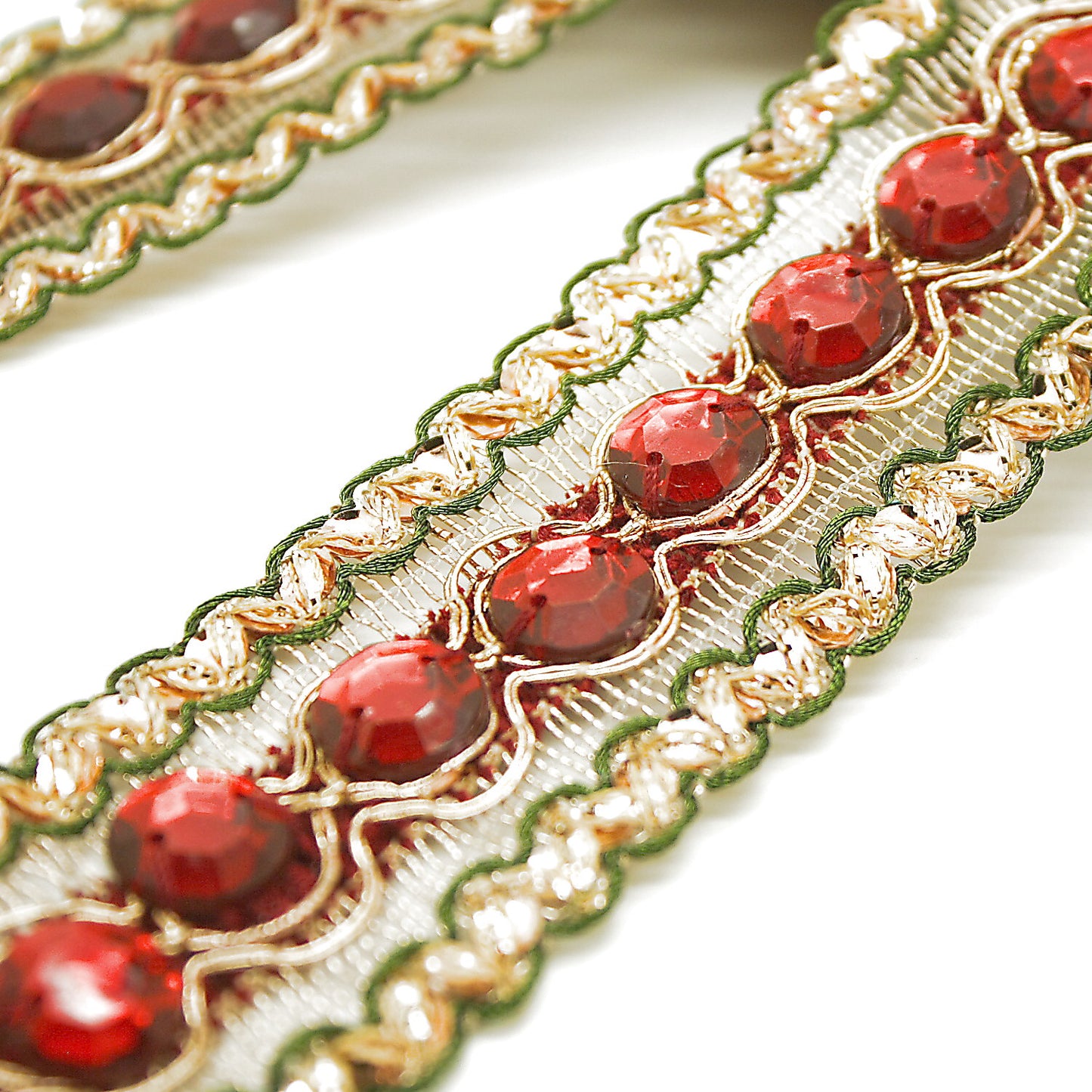 MAROON GREEN  RHINESTONE TRIM - sarahi.NYC