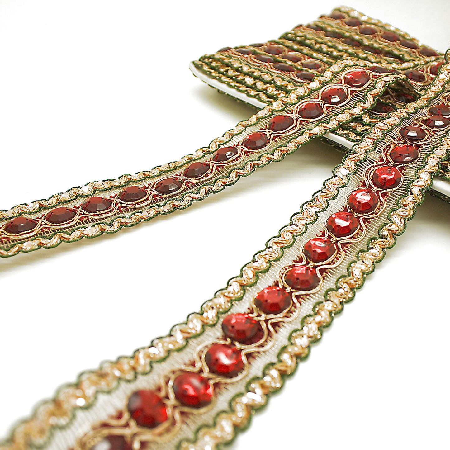 MAROON GREEN  RHINESTONE TRIM - sarahi.NYC