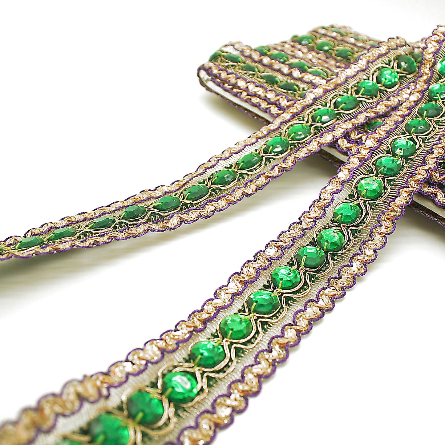 GREEN PURPLE  RHINESTONE TRIM - sarahi.NYC