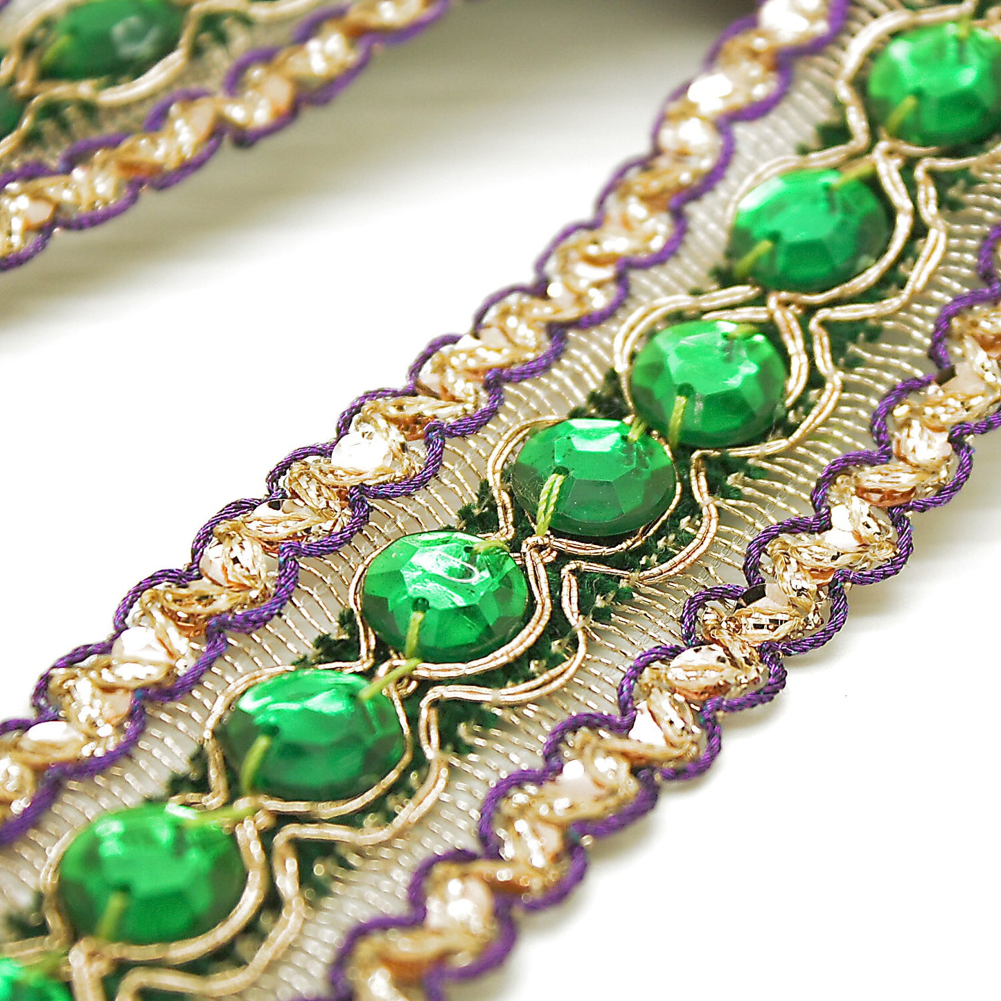 GREEN PURPLE  RHINESTONE TRIM - sarahi.NYC