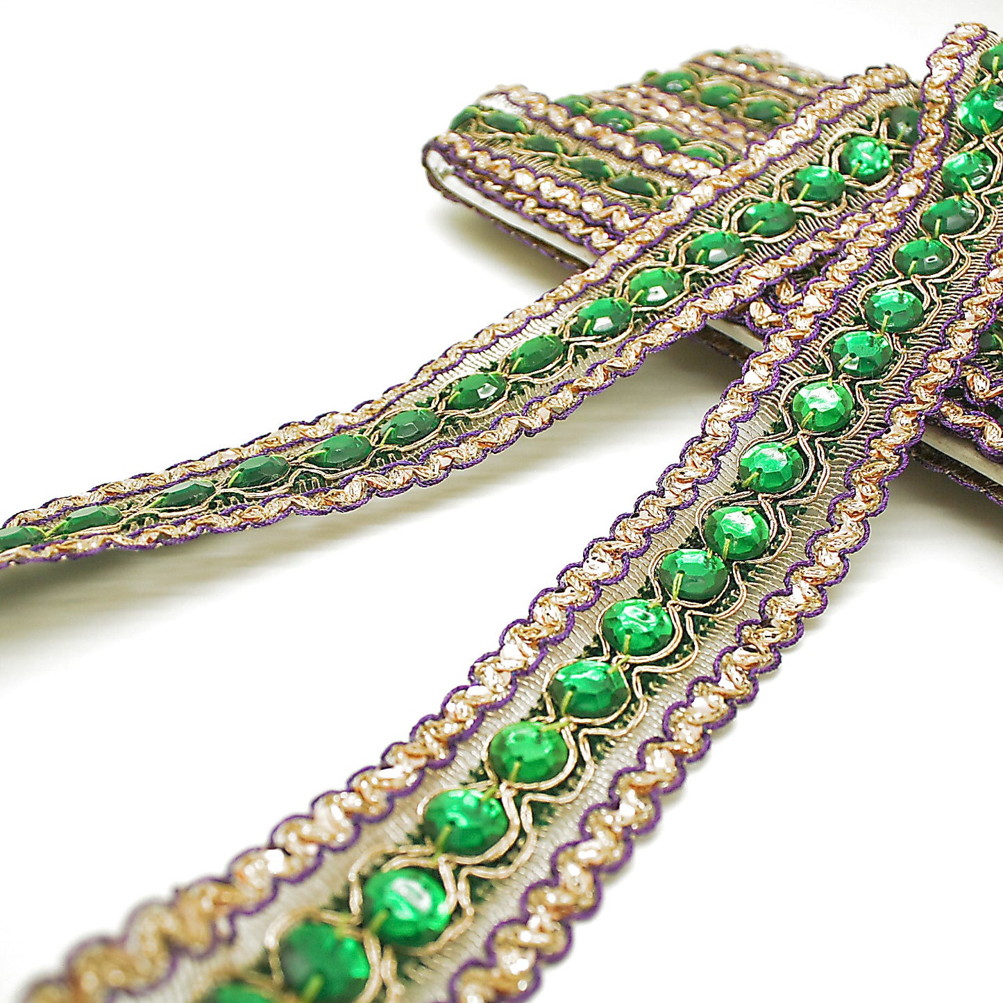 GREEN PURPLE  RHINESTONE TRIM - sarahi.NYC