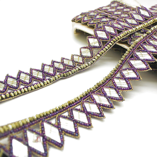 PURPLE MIRROR BEADED TRIM - sarahi.NYC