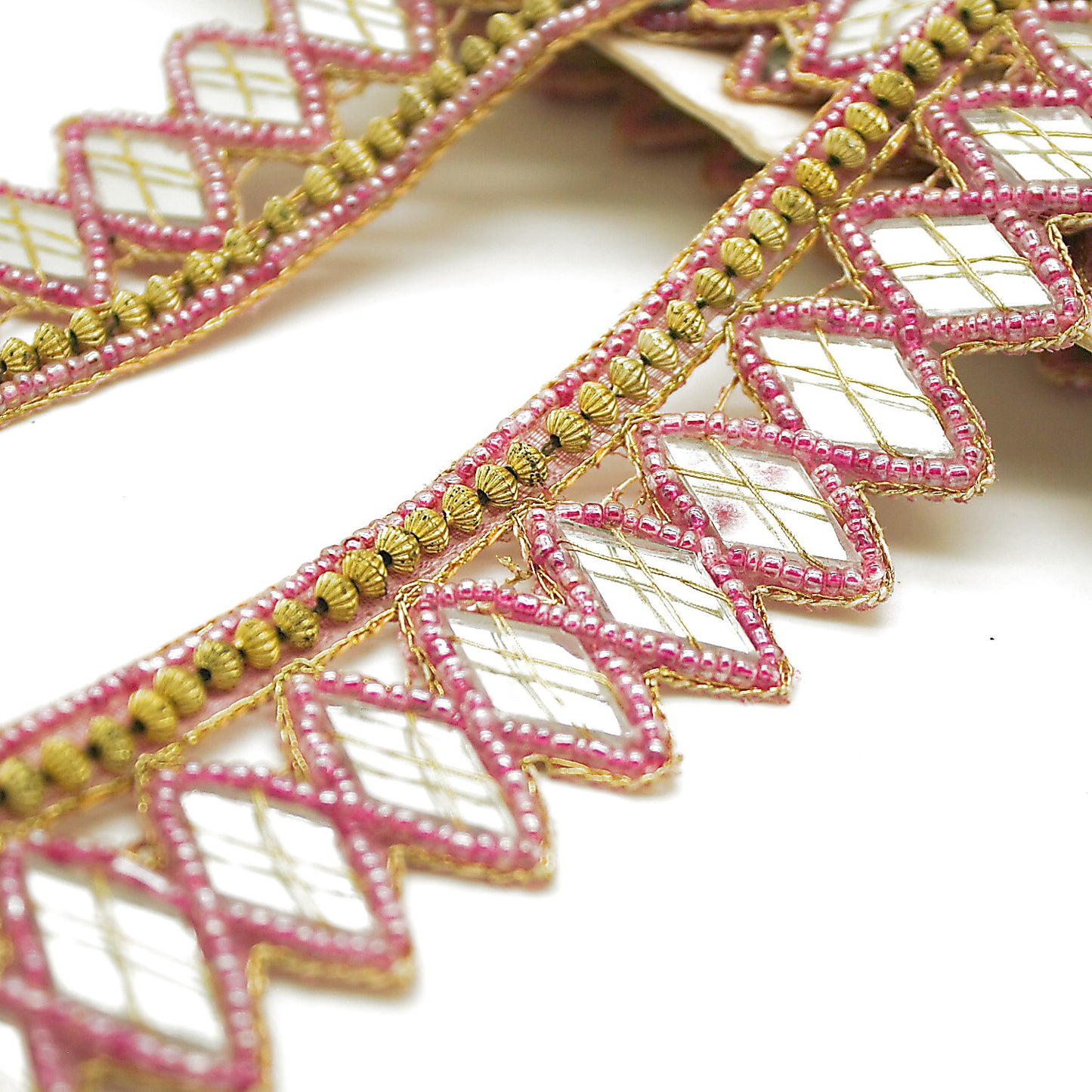 PINK MIRROR BEADED TRIM - sarahi.NYC