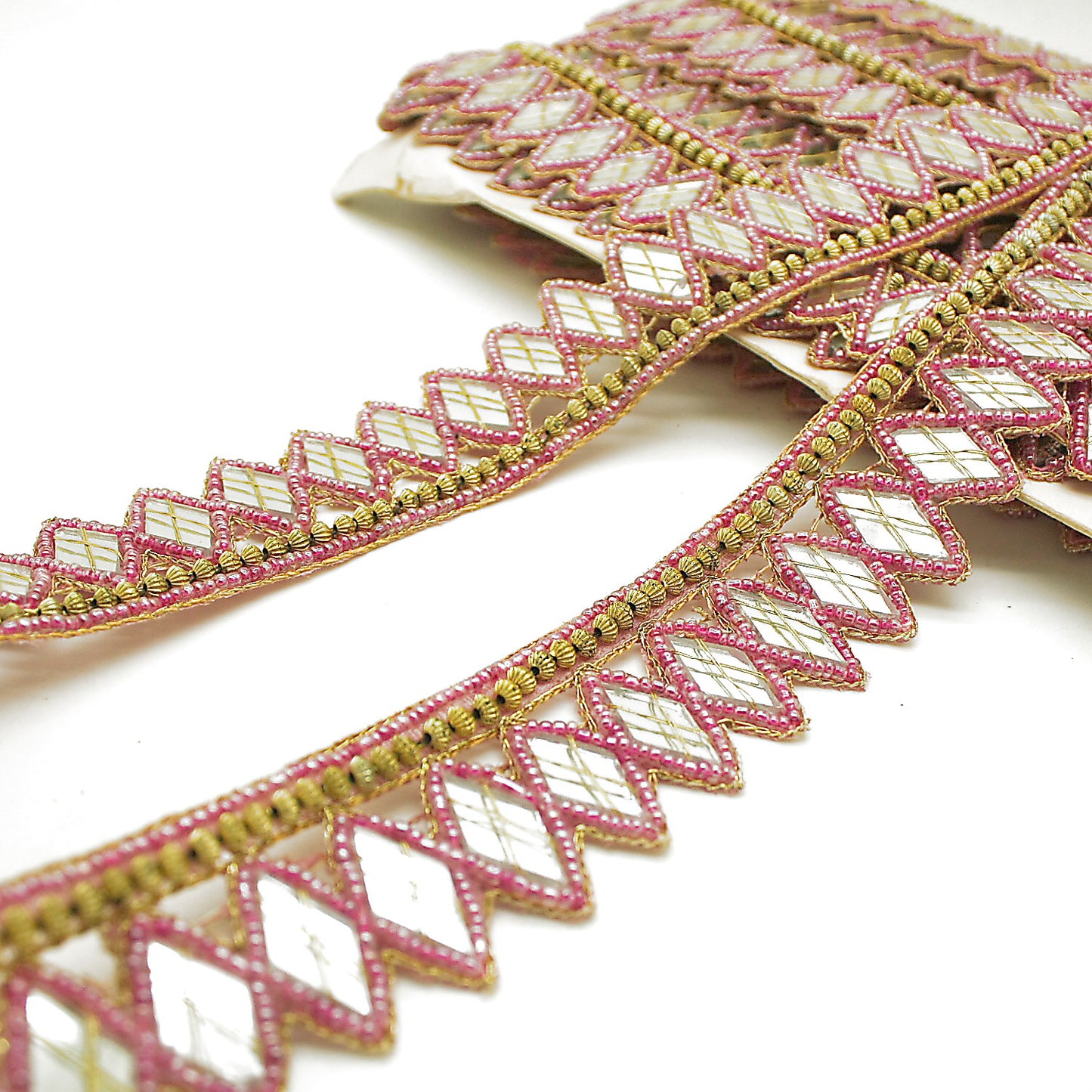 PINK MIRROR BEADED TRIM - sarahi.NYC