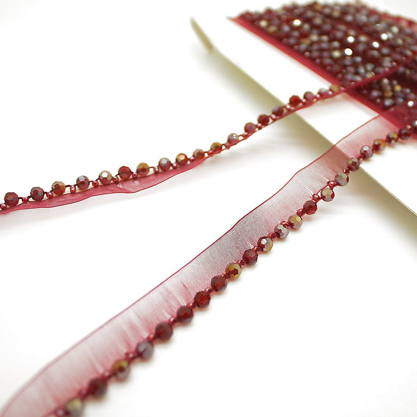 MAROON BEADED EDGING TRIM - sarahi.NYC