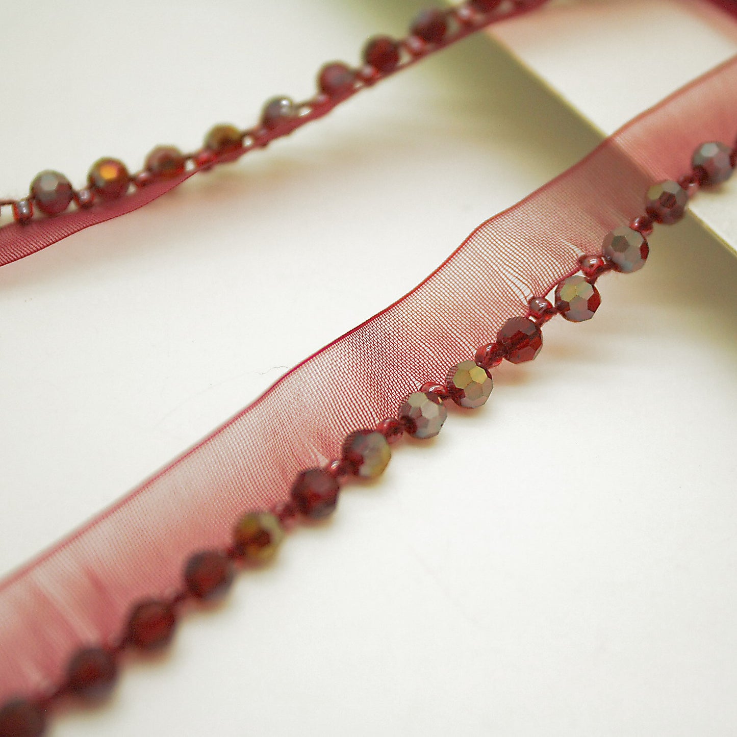 MAROON BEADED EDGING TRIM - sarahi.NYC