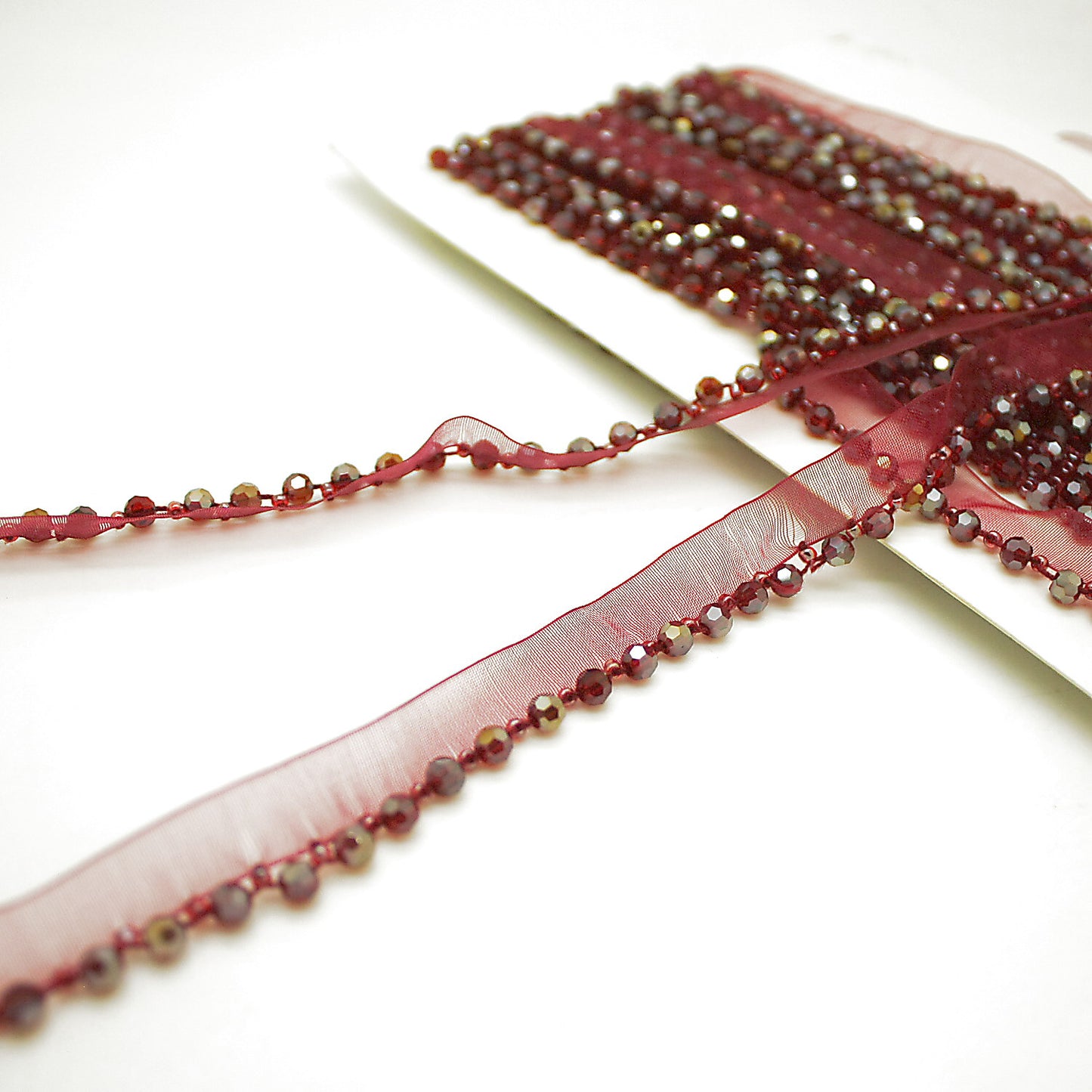 MAROON BEADED EDGING TRIM - sarahi.NYC