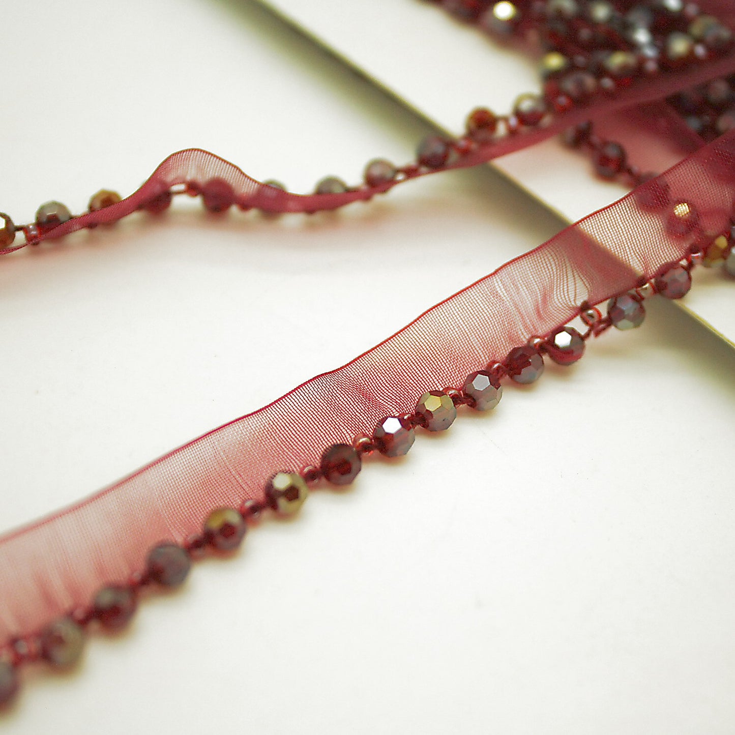 MAROON BEADED EDGING TRIM - sarahi.NYC